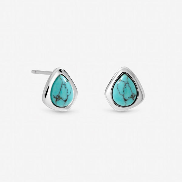 Inicio Sterling Silver Turquoise Polished Stud Earrings