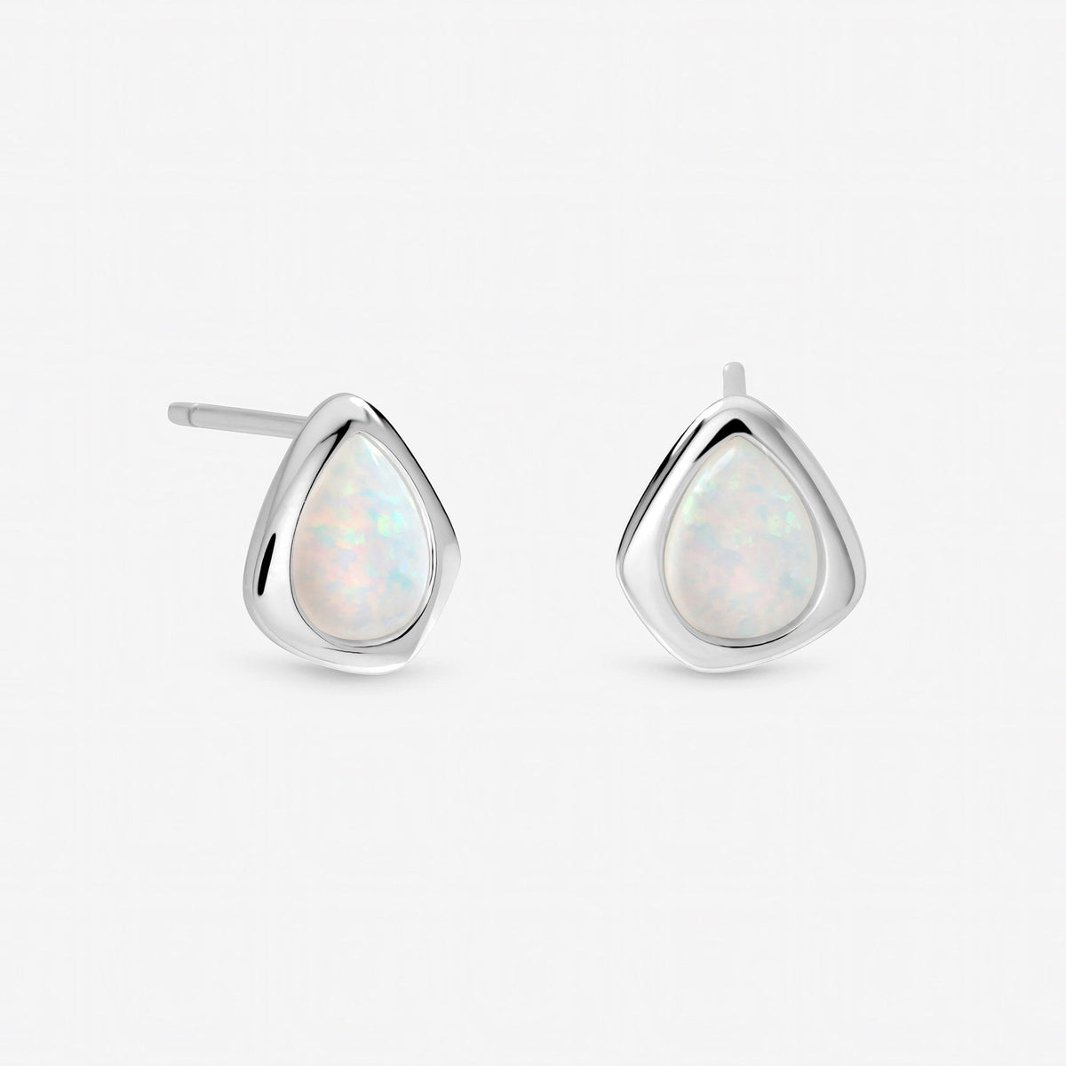 Inicio Sterling Silver Opal Polished Stud Earrings