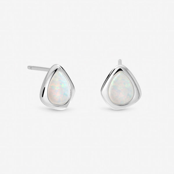 Inicio Sterling Silver Opal Polished Stud Earrings