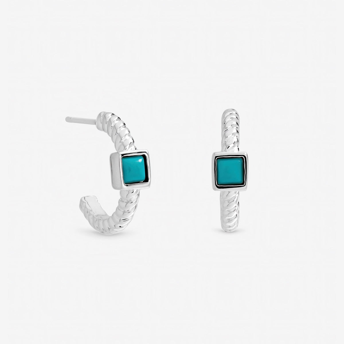 Inicio Sterling Silver Turquoise Huggie Hoops