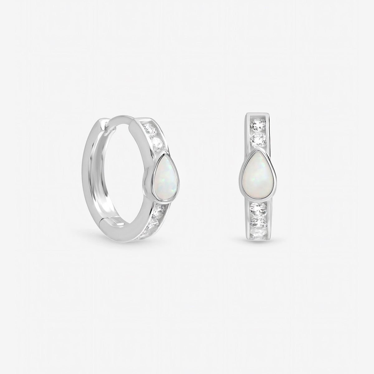 Inicio Sterling Silver Opal Huggie Hoops