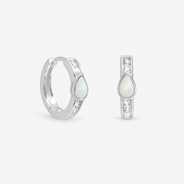 Inicio Sterling Silver Opal Huggie Hoops