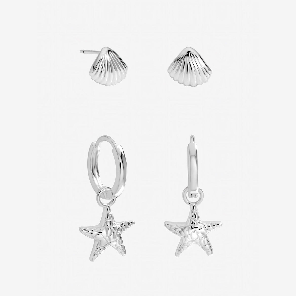 Inicio Sterling Silver Starfish Earrings - Pack of 2