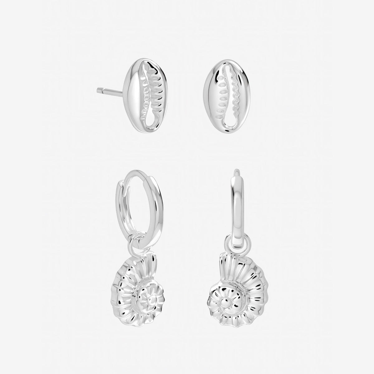 Inicio Sterling Silver Shell Earrings - Pack of 2