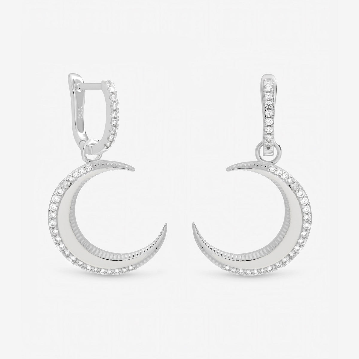 Inicio Sterling Silver Pave Crescent Hoops