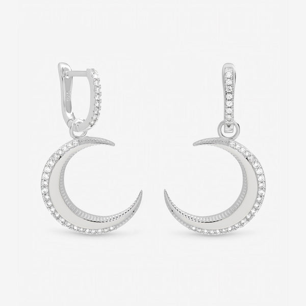 Inicio Sterling Silver Pave Crescent Hoops
