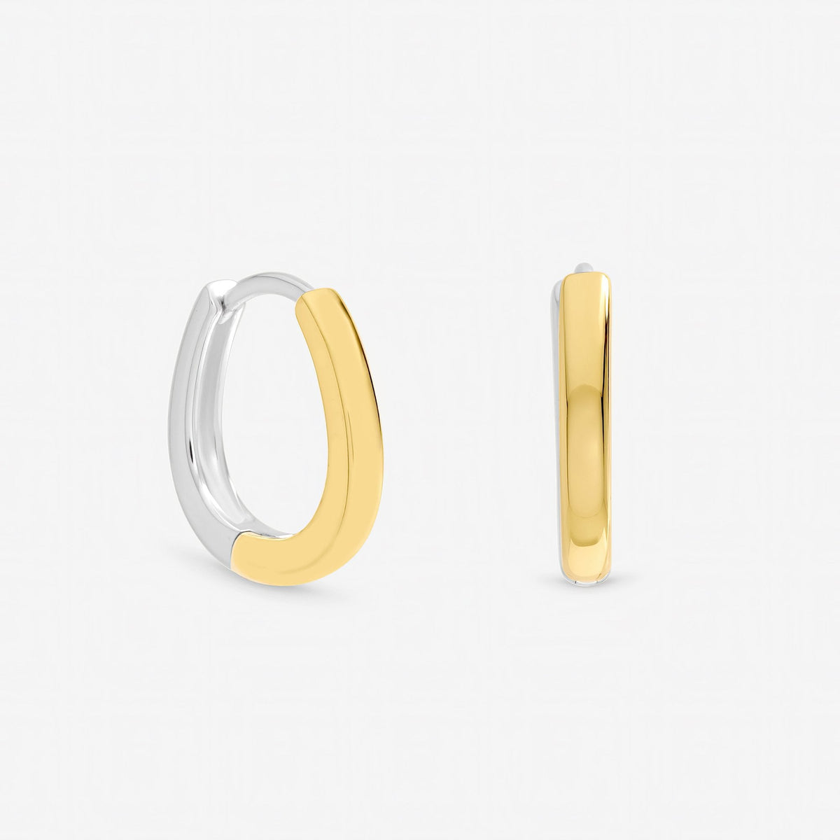 Inicio Sterling Silver Two Tone Half And Half Hoop Earrings