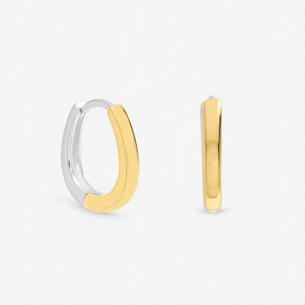 Inicio Sterling Silver Two Tone Half And Half Hoop Earrings