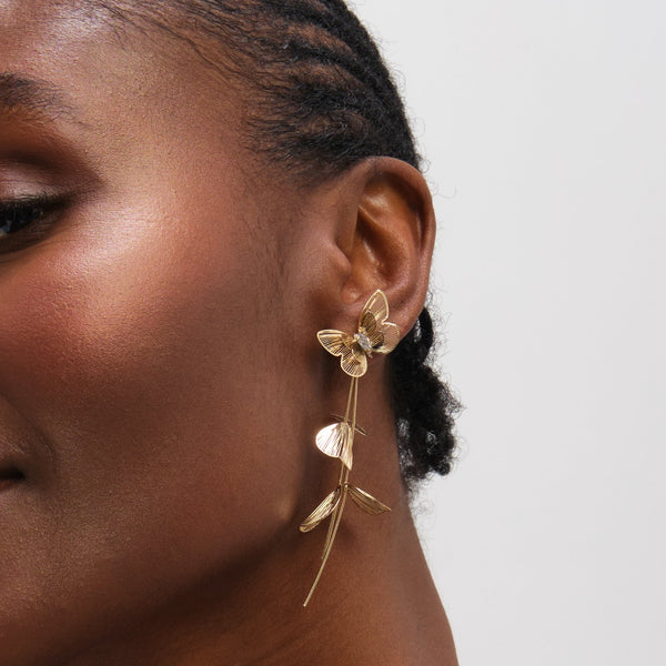 Mood Gold Plated Buttefly Drop Earrings