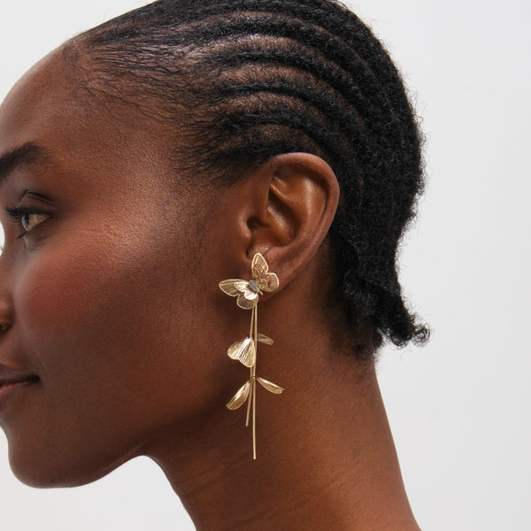 Mood Gold Plated Buttefly Drop Earrings
