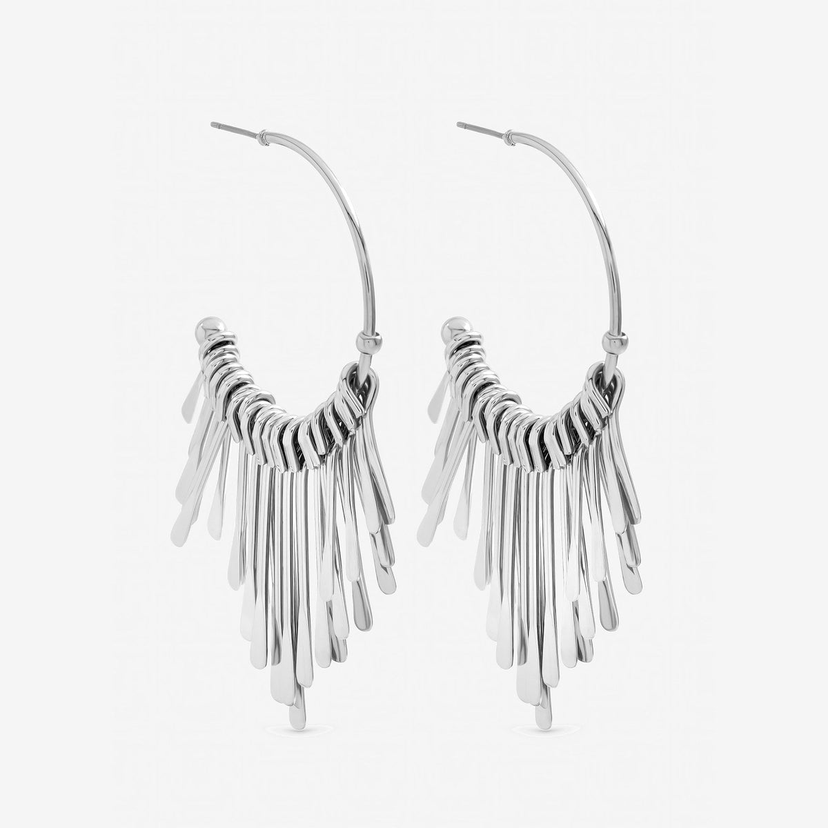 Mood Silver Plated Polished Stick Hoops