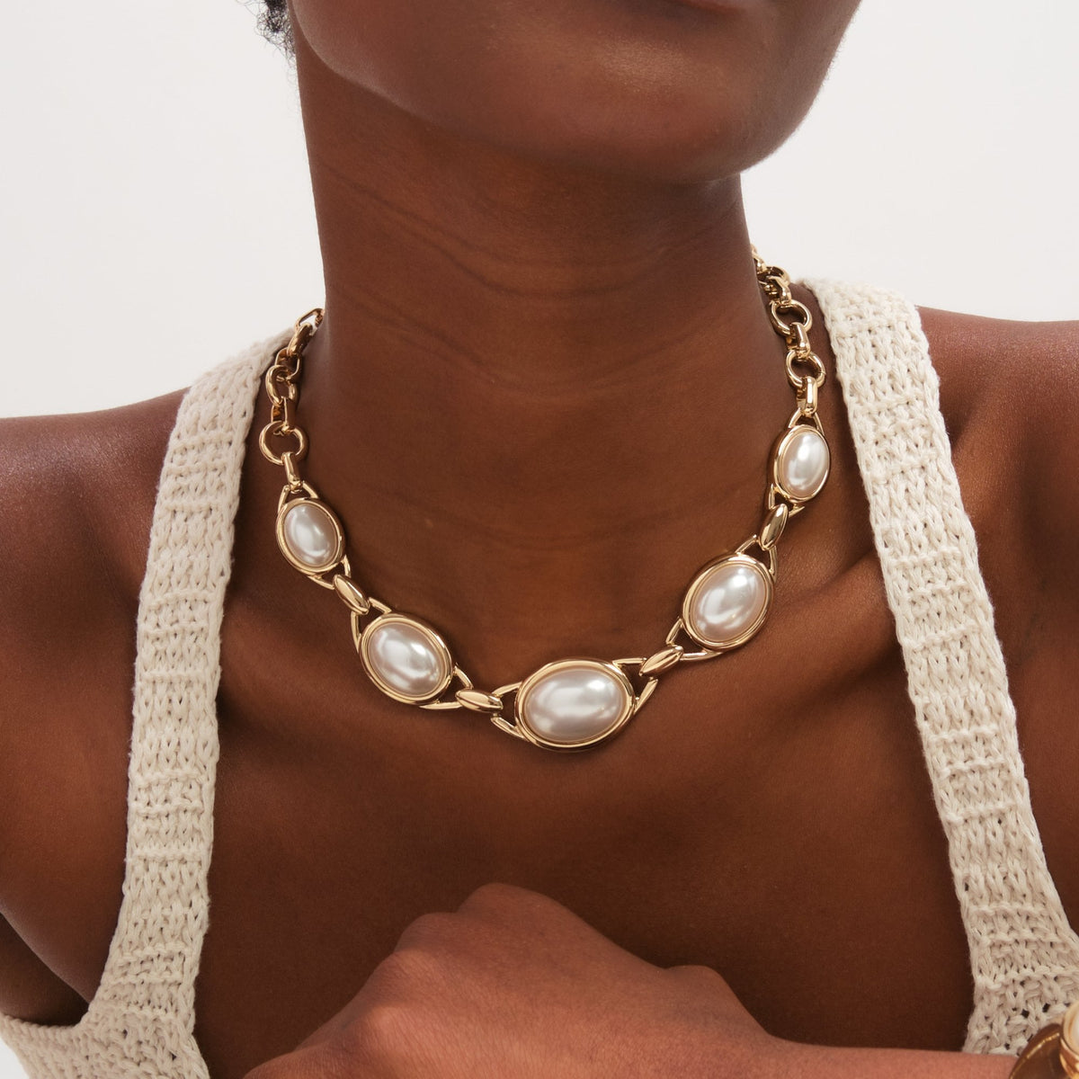 Mood Gold Plated and Pearl Statement Necklace