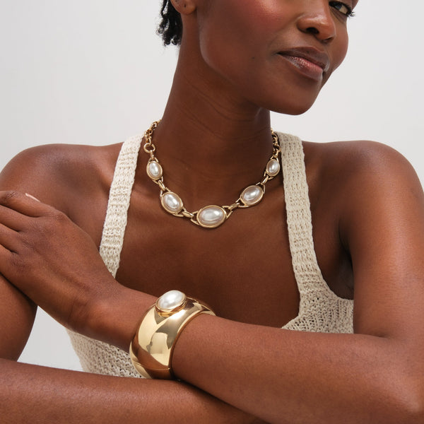 Mood Gold Plated and Pearl Statement Cuff