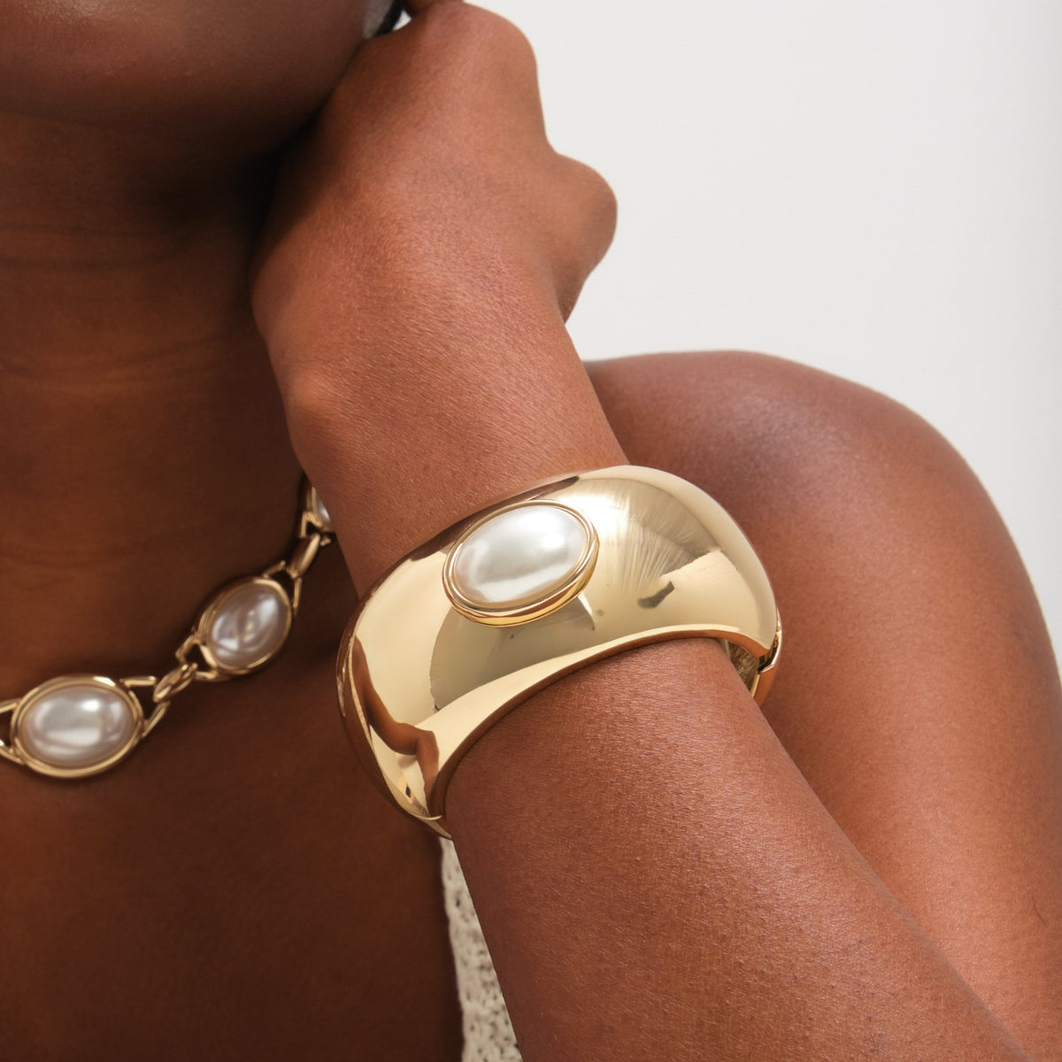 Mood Gold Plated and Pearl Statement Cuff