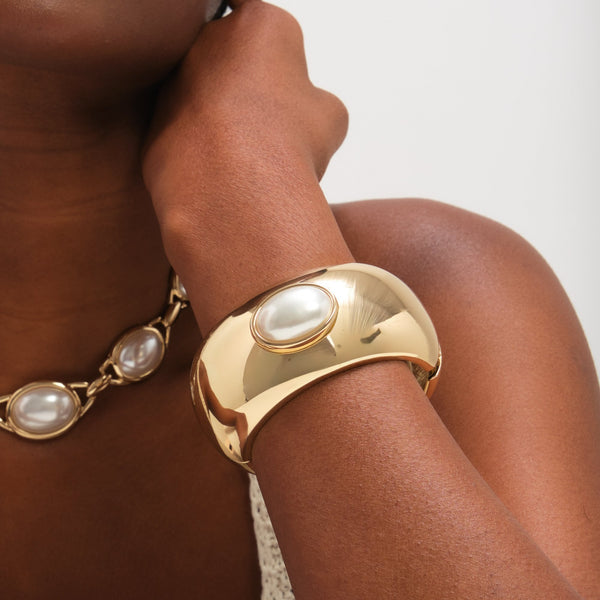 Mood Gold Plated and Pearl Statement Cuff