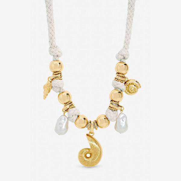 Mood Gold Plated Statement Rope Shell Necklace