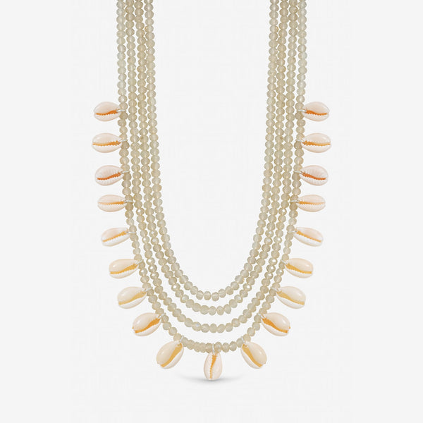 Mood Silver Plated Shell and Bead Multirow Necklace