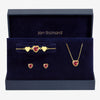 Jon Richard Gold Plated Crystal and Red Heart Trio Set - Gift Box