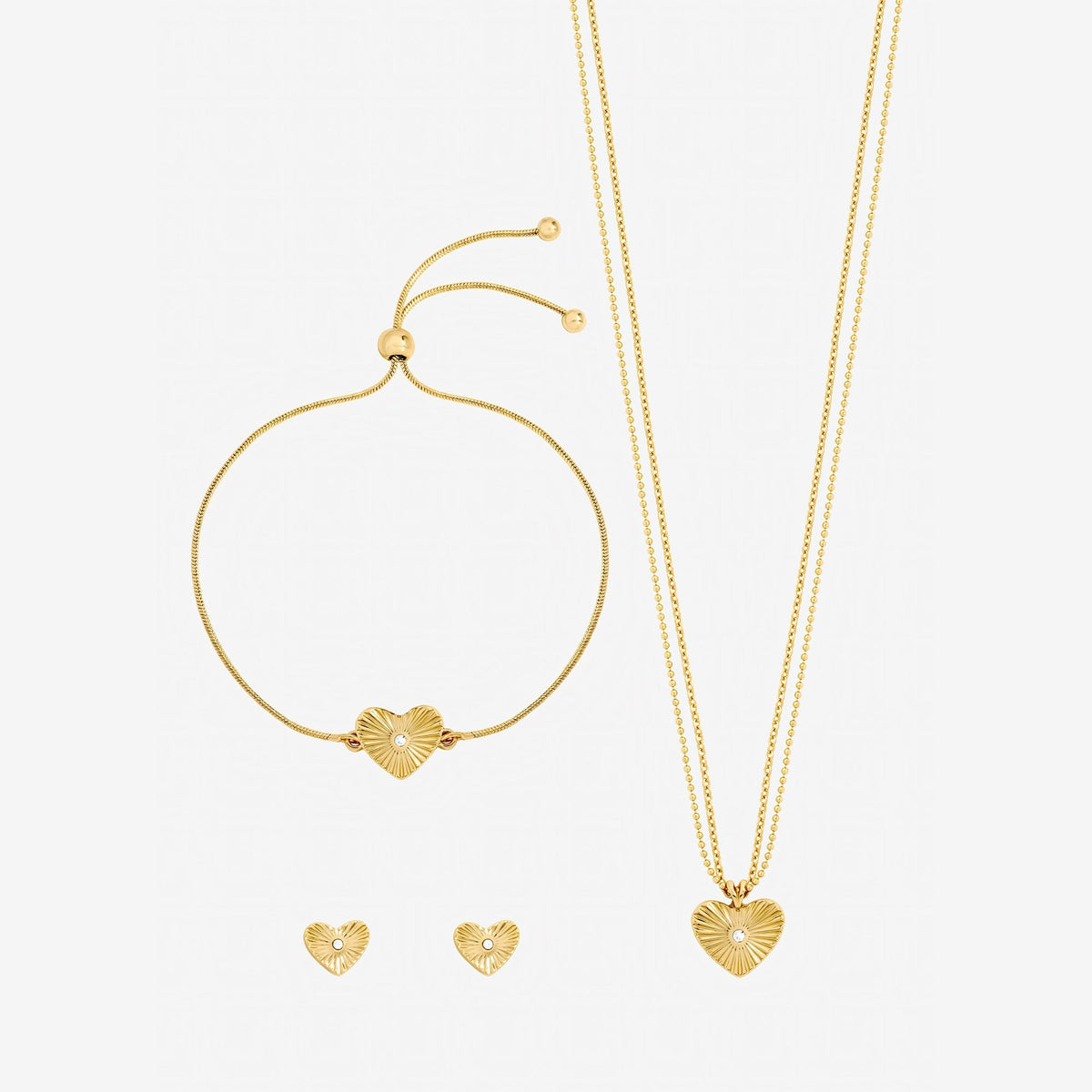 Jon Richard Gold Plated Diamond Cut Heart Trio Set - Gift Box