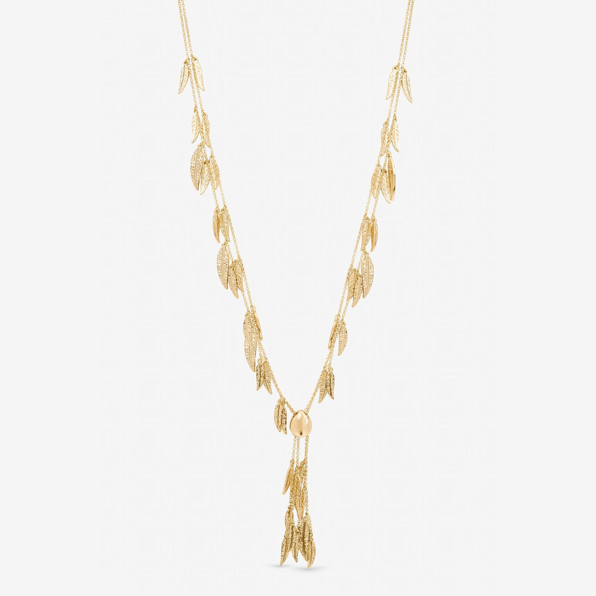 Mood Gold Plated Leaf Y Necklace