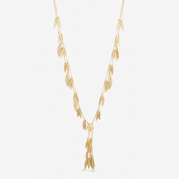 Mood Gold Plated Leaf Y Necklace