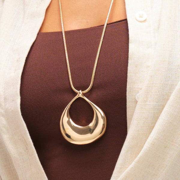 Mood Gold Plated Polished Long Open Drop Pendant