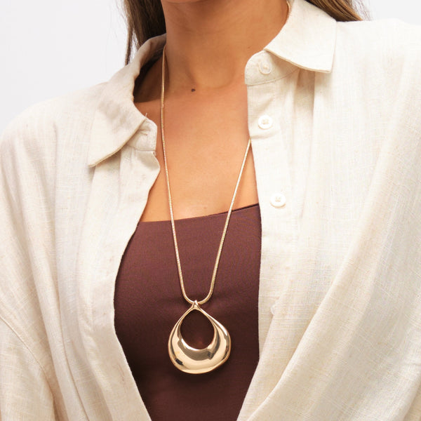 Mood Gold Plated Polished Long Open Drop Pendant