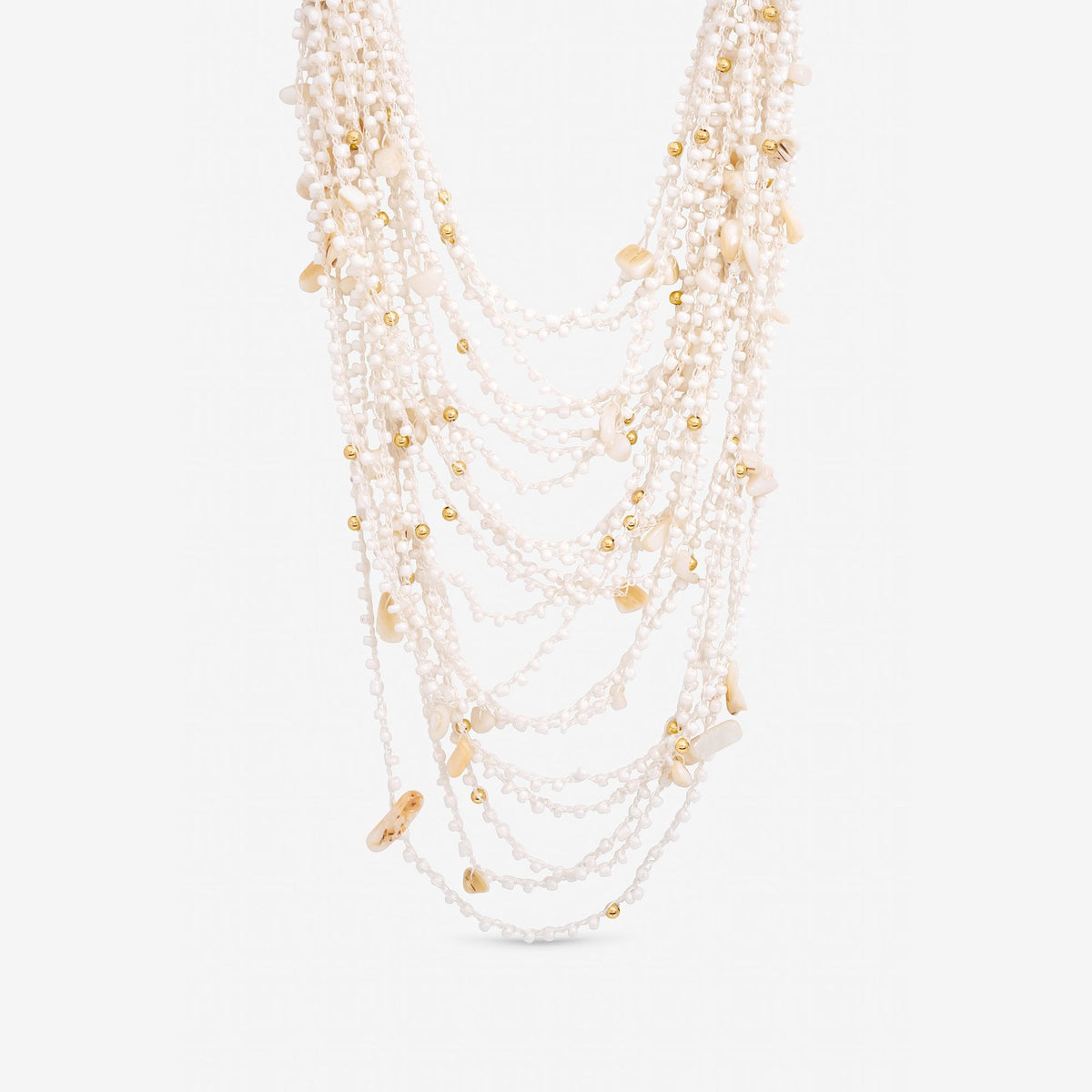 Mood Gold Plated Statement Multirow Beaded Necklace