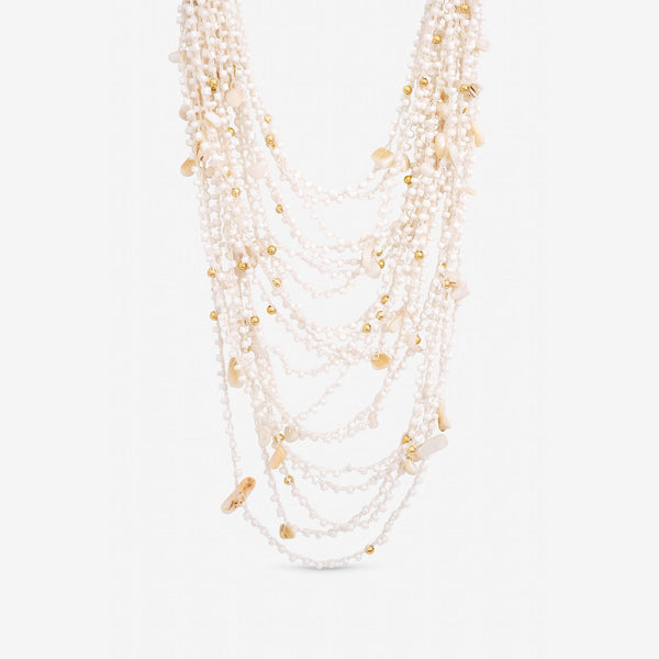 Mood Gold Plated Statement Multirow Beaded Necklace