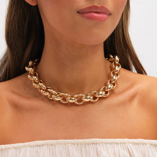 Mood Gold Plated Statement Chain Necklace