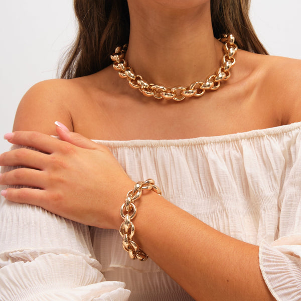 Mood Gold Plated Statement Chain Stretch Bracelet