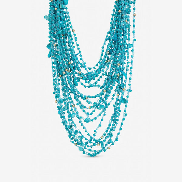 Mood Turquoise Beaded Statement Multrirow Necklace