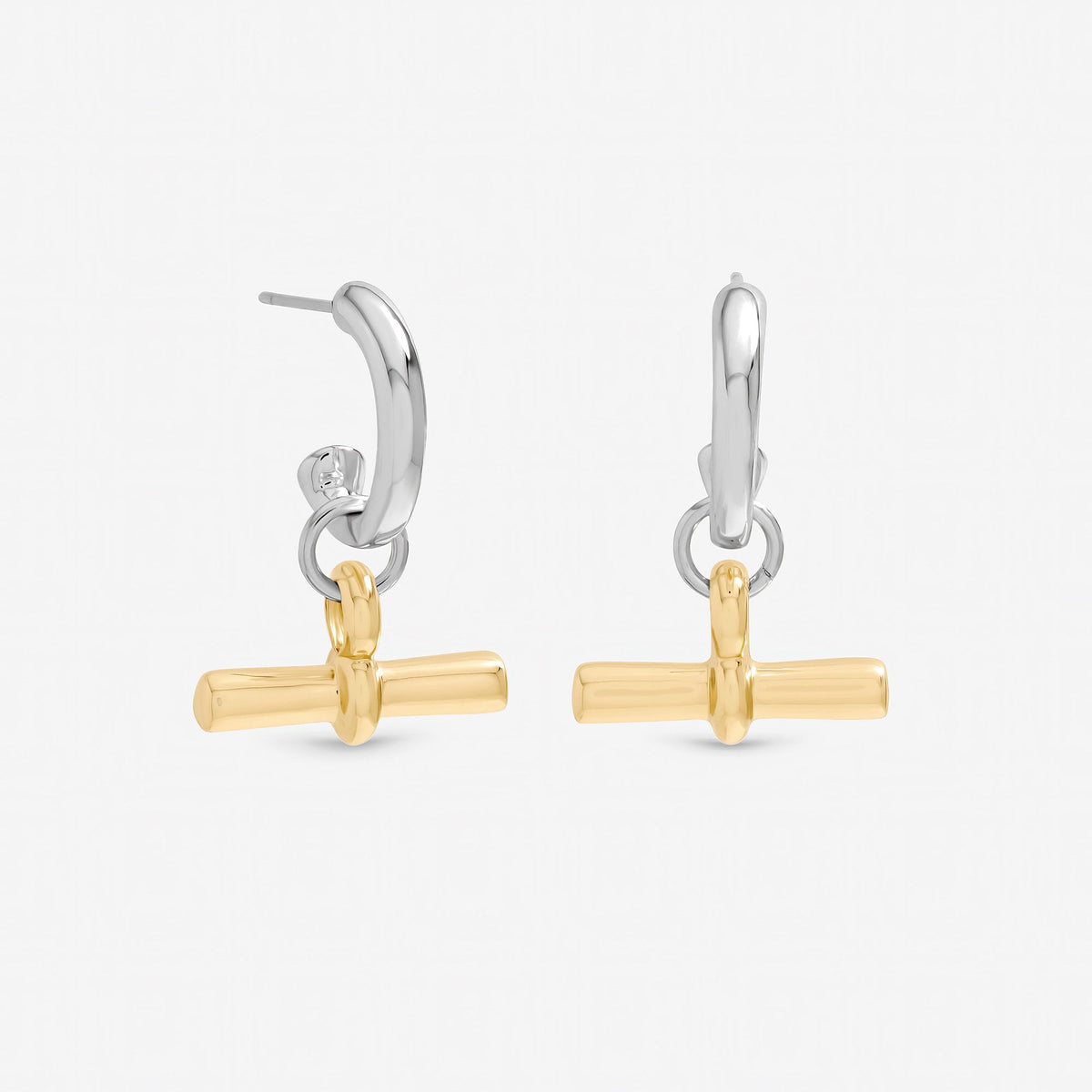 Inicio Two Tone T Bar Earrings - Gift Pouch