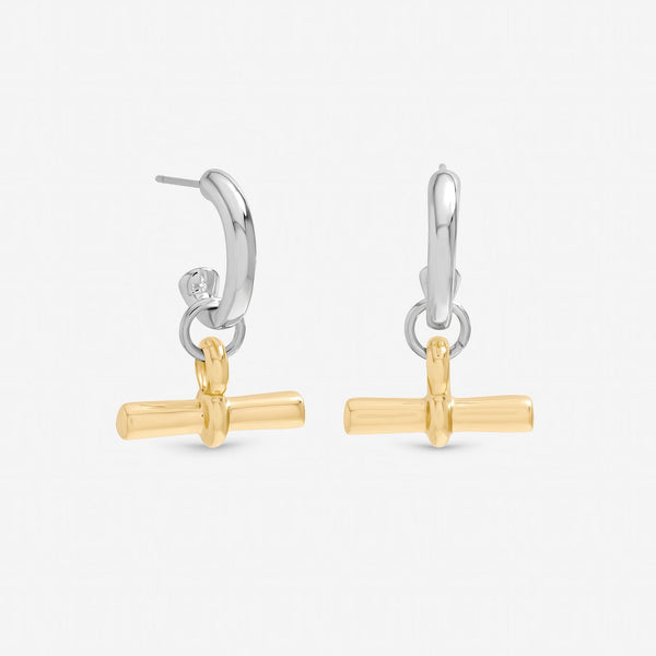 Inicio Two Tone T Bar Earrings - Gift Pouch