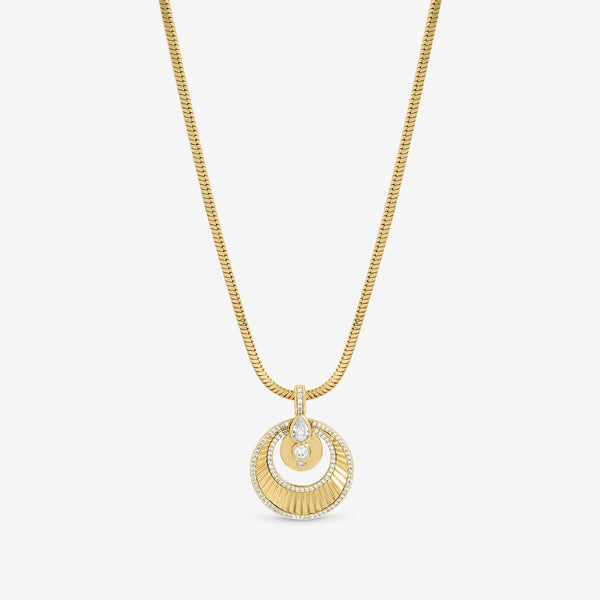 Inicio Two Tone and Crystal Disk Pendant - Gift Pouch