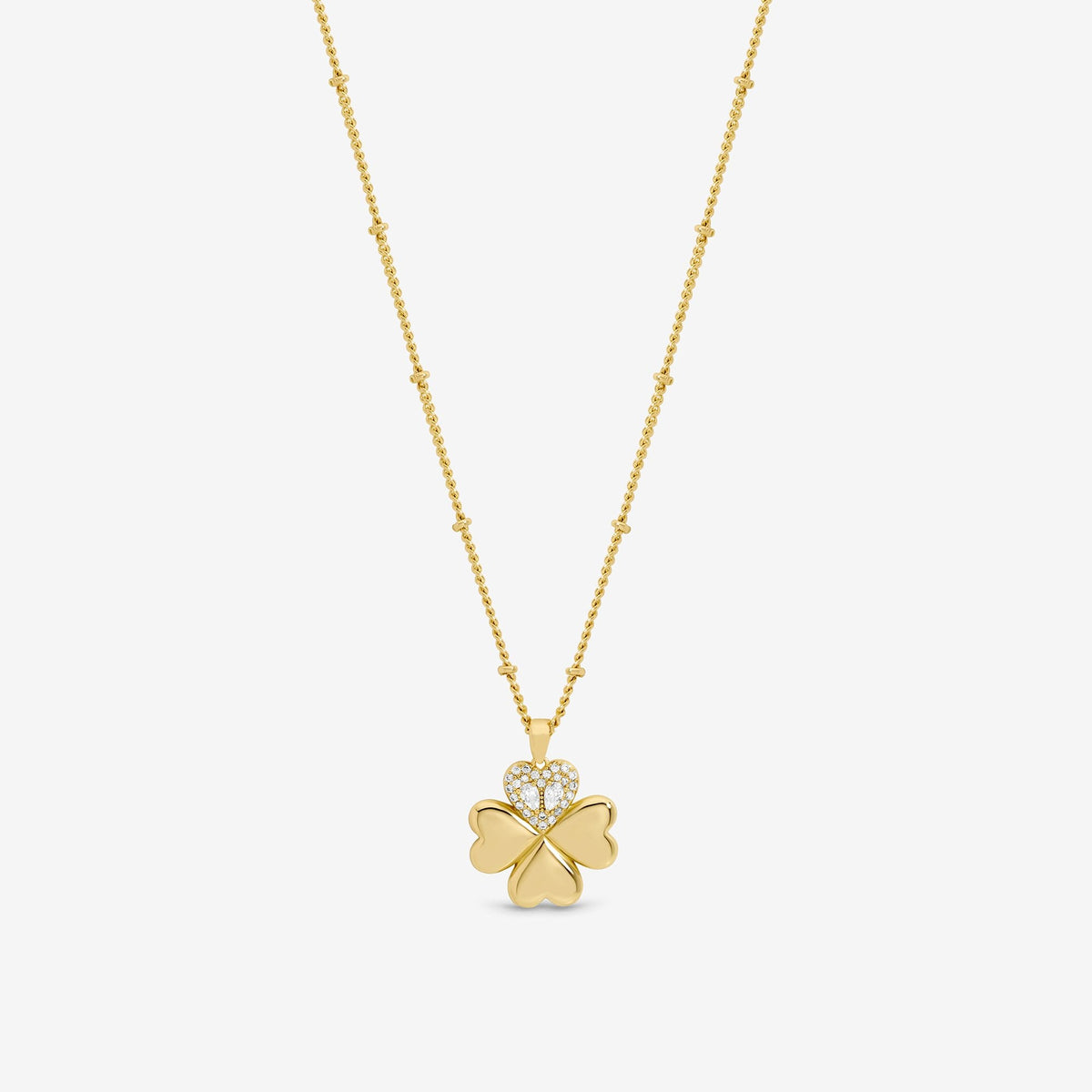 Inicio Gold Plated and Crystal Clover Pendant - Gift Pouch