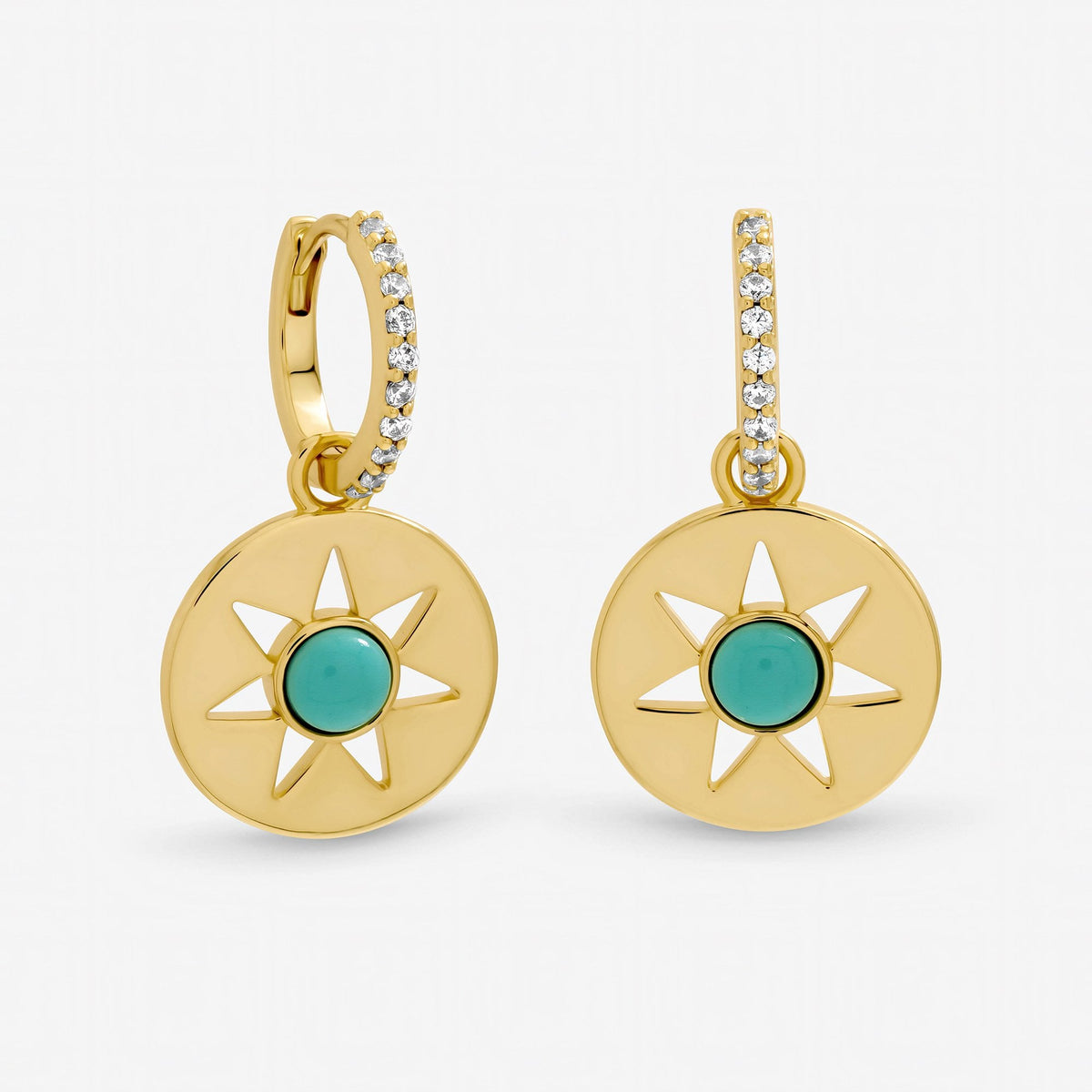 Inicio Gold Plated and Turquoise Celestial Earrings - Gift Pouch