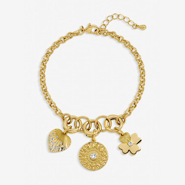 Inicio Gold Plated Multi Charm Bracelet - Gift Pouch