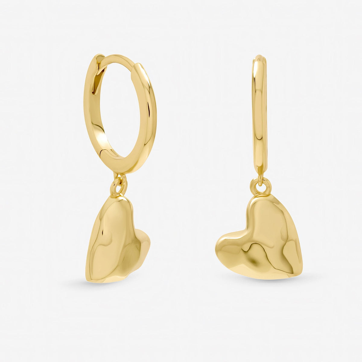 Inicio Gold Plated Molton Heart Huggie Earrings - Gift Pouch