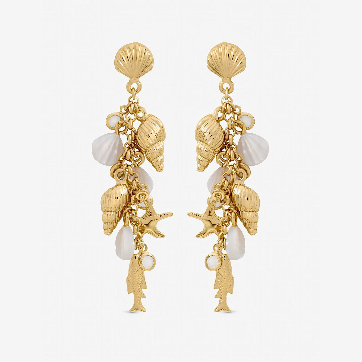 Inicio Gold Plated Droplet Shell Earrings - Gift Pouch