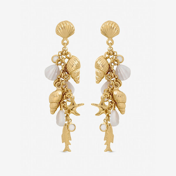 Inicio Gold Plated Droplet Shell Earrings - Gift Pouch