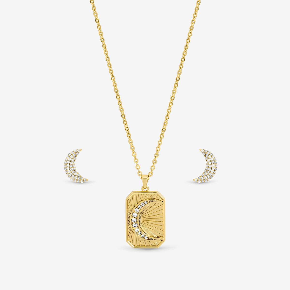 Inicio Gold Plated and Pave Moon Set - Gift Box