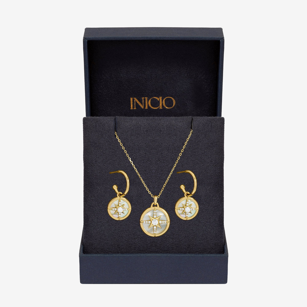 Inicio Gold Plated and Mother of Pearl Celestial Starburst Set - Gift Box