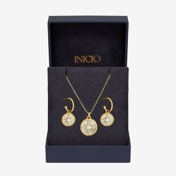 Inicio Gold Plated and Mother of Pearl Celestial Starburst Set - Gift Box
