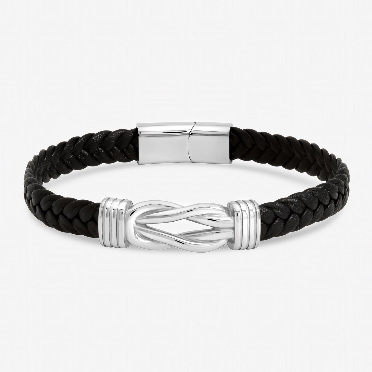 Inicio Men's Black Plaited Bracelet - Gift Pouch