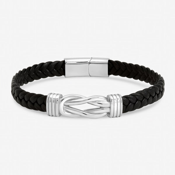 Inicio Men's Black Plaited Bracelet - Gift Pouch