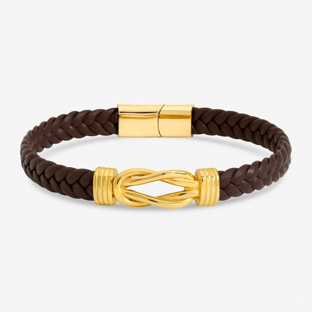 Inicio Men's Brown Plaited Bracelet - Gift Pouch