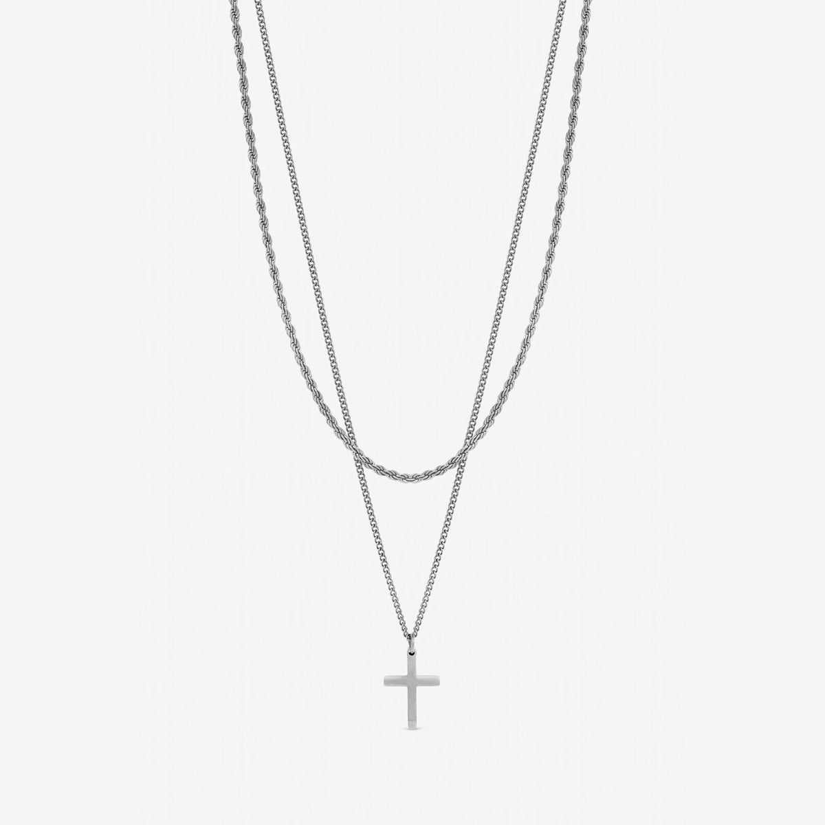 Inicio Men's Steel Waterproof Double row Cross Necklace - Gift Pouch