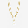 Inicio Men's Gold Plated Waterproof Double row Cross Necklace - Gift Pouch