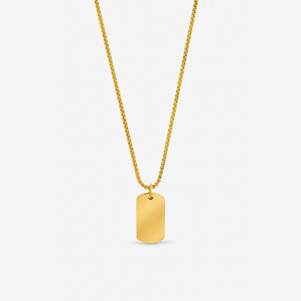 Inicio Men's Gold Plated Waterproof Dog Tag Necklace - Gift Pouch